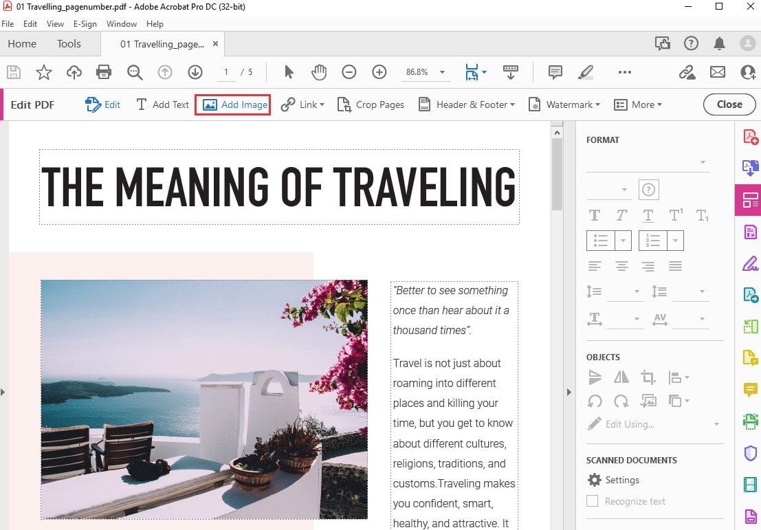 Adobe Acrobatを使用してMacのPDFに画像を追加する